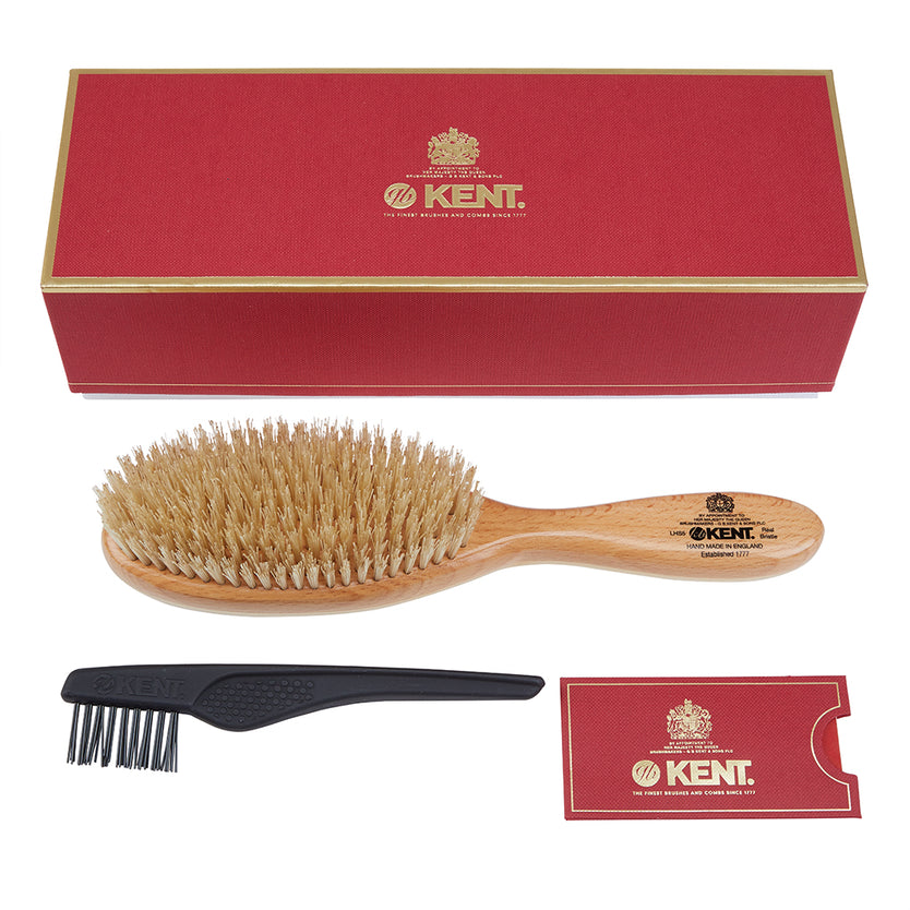 Handmade Satinwood Pure White Bristle Oval Hairbrush - LHS5
