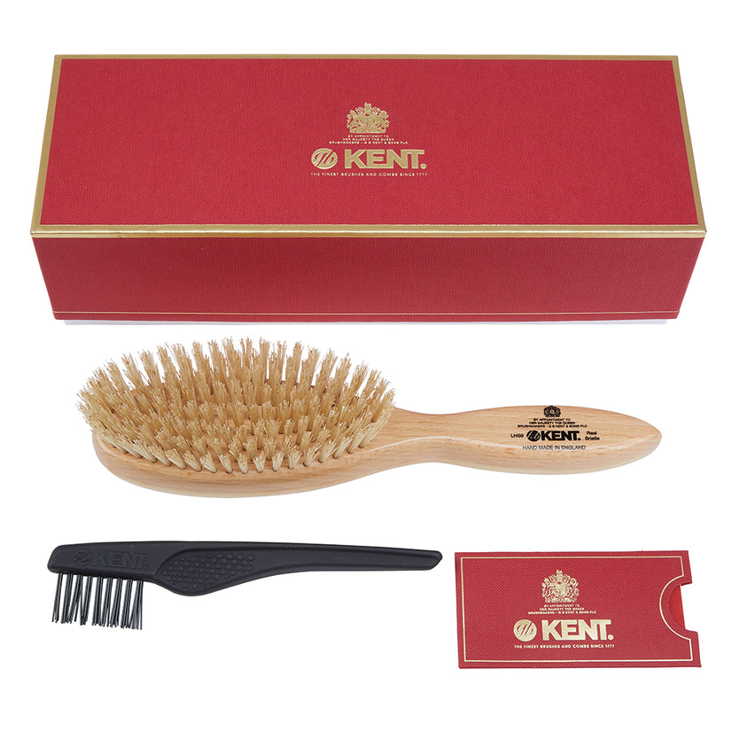 Handmade Satinwood Pure White Bristle Oval Hairbrush - LHS9