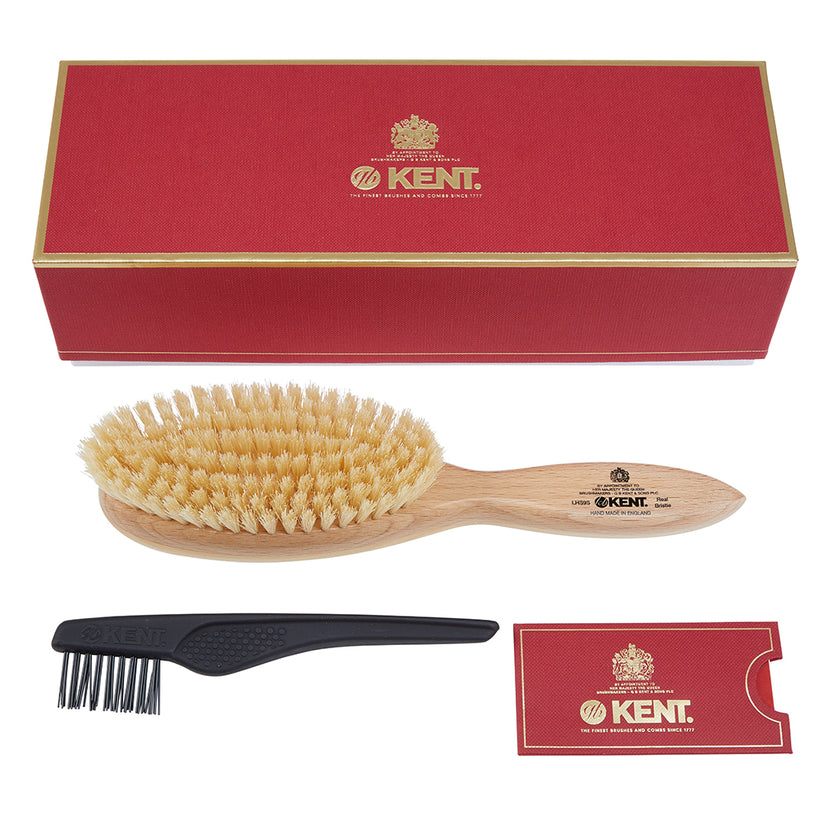 Handmade Satinwood Pure Soft White Bristle Oval Hairbrush - LHS9S