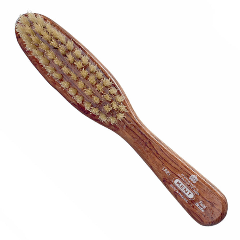 Ladies Finest Dark Wood Pure White Bristle Narrow Travel Brush - LR23