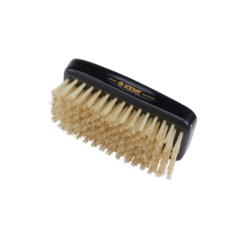 Handmade Ebony Pure White Bristle Military Style Brush - MHN2T