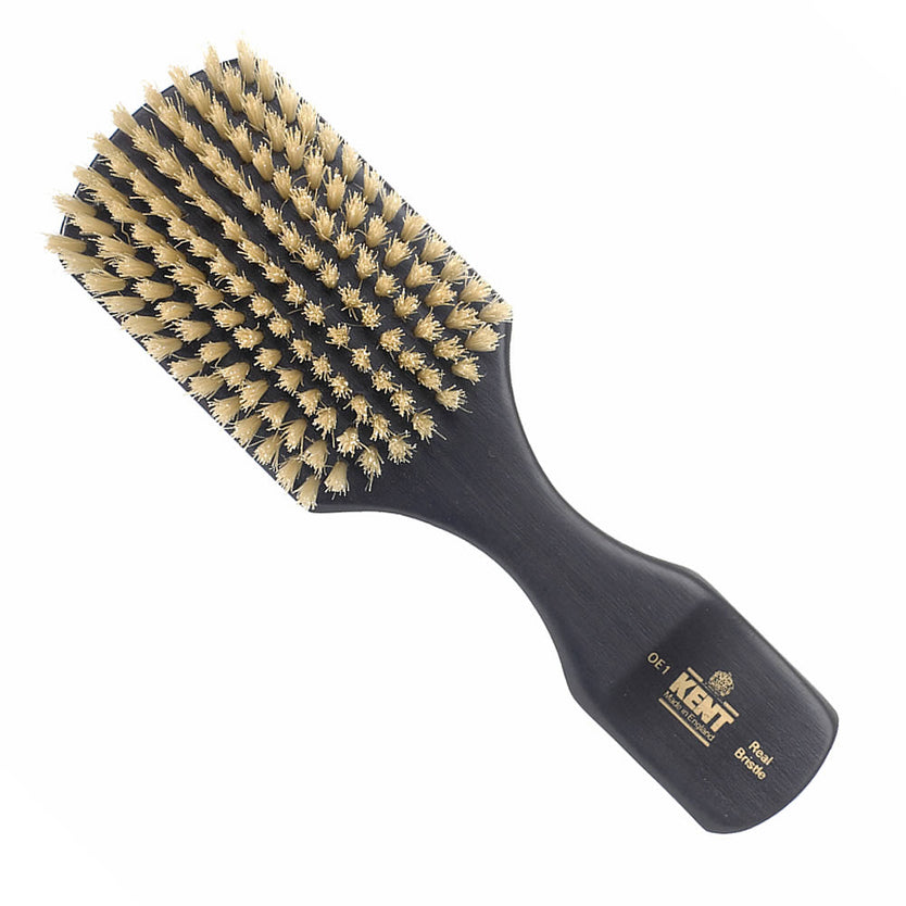 Mens Finest Ebony Pure White Bristle Rectangular Club Brush - OE1