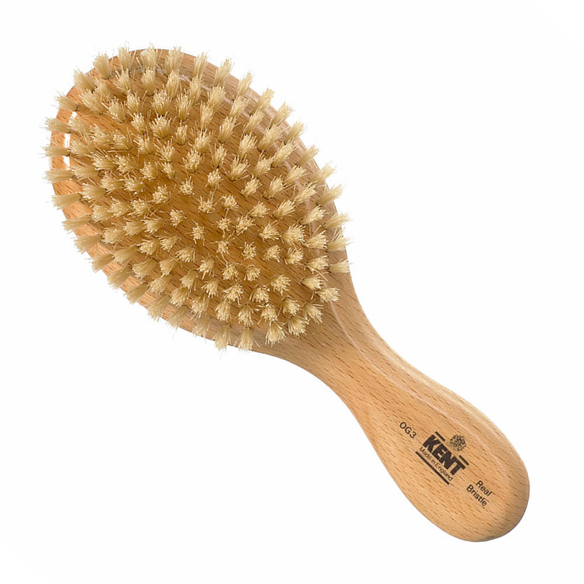 Mens Finest Beechwood Pure White Bristle Oval Club Brush - OG3