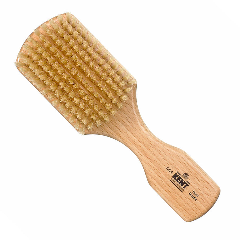 Mens Finest Beechwood Pure White Bristle Rectangular Club Brush - OG4