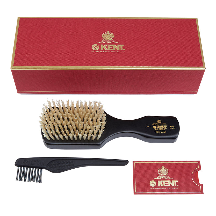 Handmade Ebony Pure White Bristle Hairbrush - OHE1