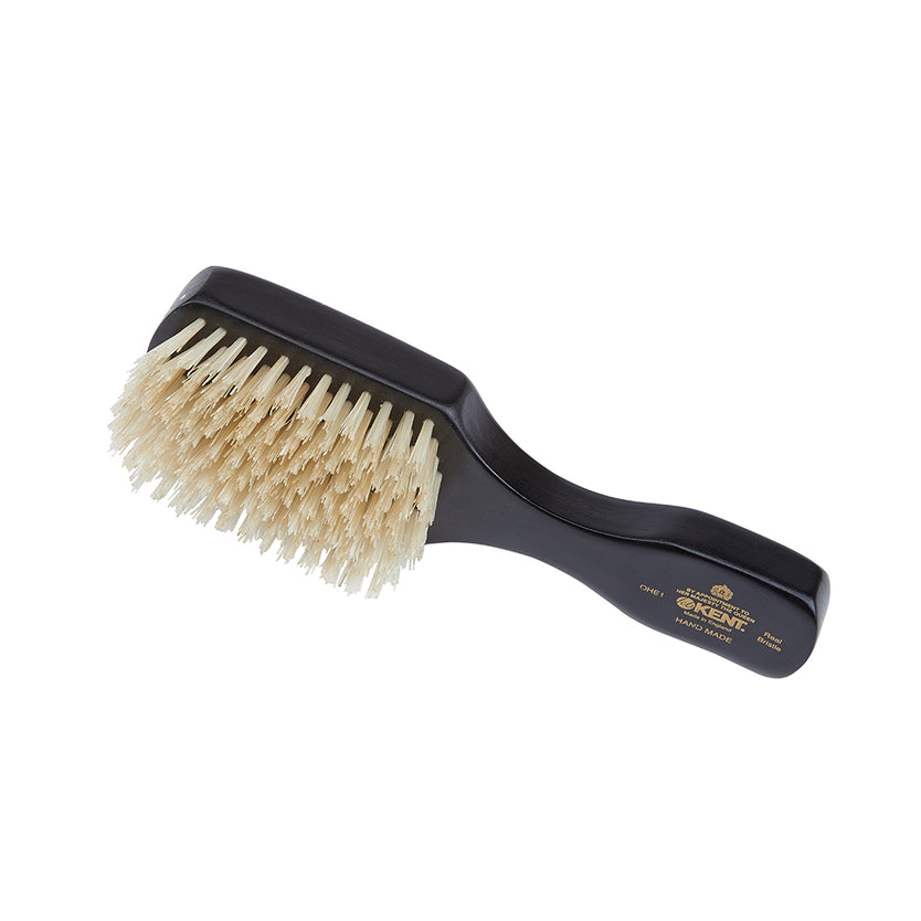 Handmade Ebony Pure White Bristle Hairbrush - OHE1