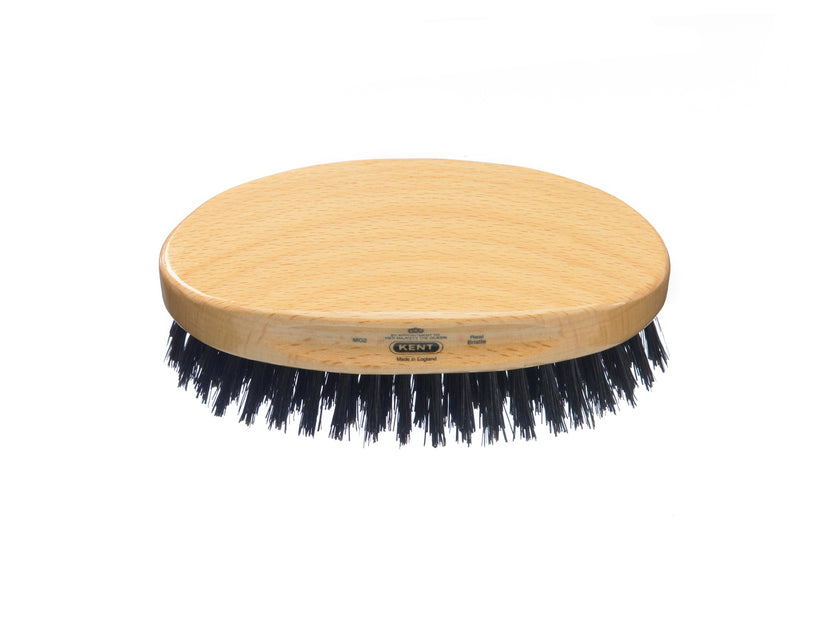 Mens Finest Beechwood Pure Black Bristle Oval Brush - MG2