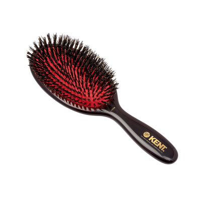 CSFM - Classic Shine Medium Pure Black Bristle Hairbrush Front Slant View - LR