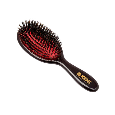 CSFS - Classic Shine Small Pure Black Bristle Hairbrush Front Slant View - LR