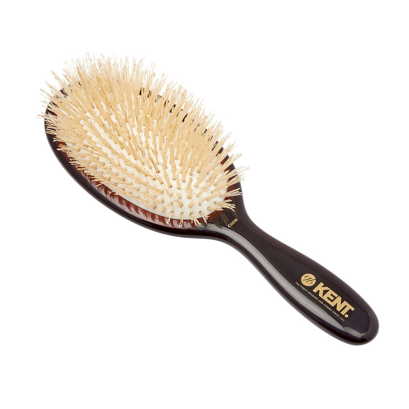 CSGM - Classic Shine Medium Soft White Pure Bristle Hairbrush Front Slant View - LR