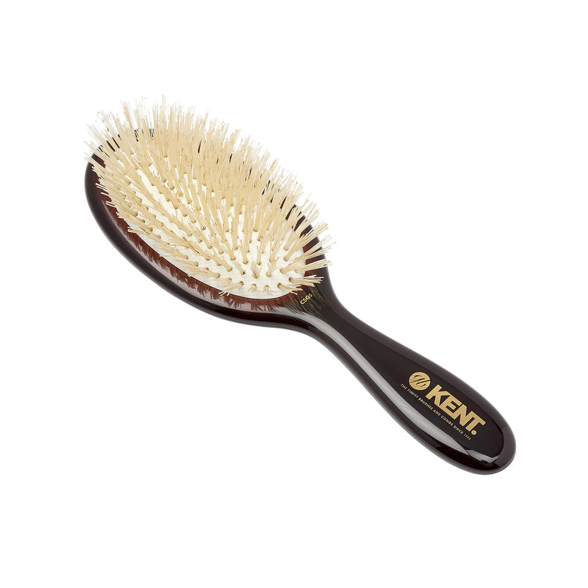 CSGS - Classic Shine Small Soft White Pure Bristle Hairbrush Front Slant View - LR