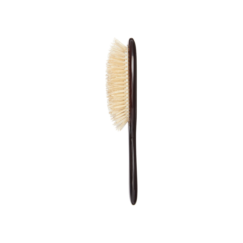 CSGS - Classic Shine Small Soft White Pure Bristle Hairbrush Side View - LR