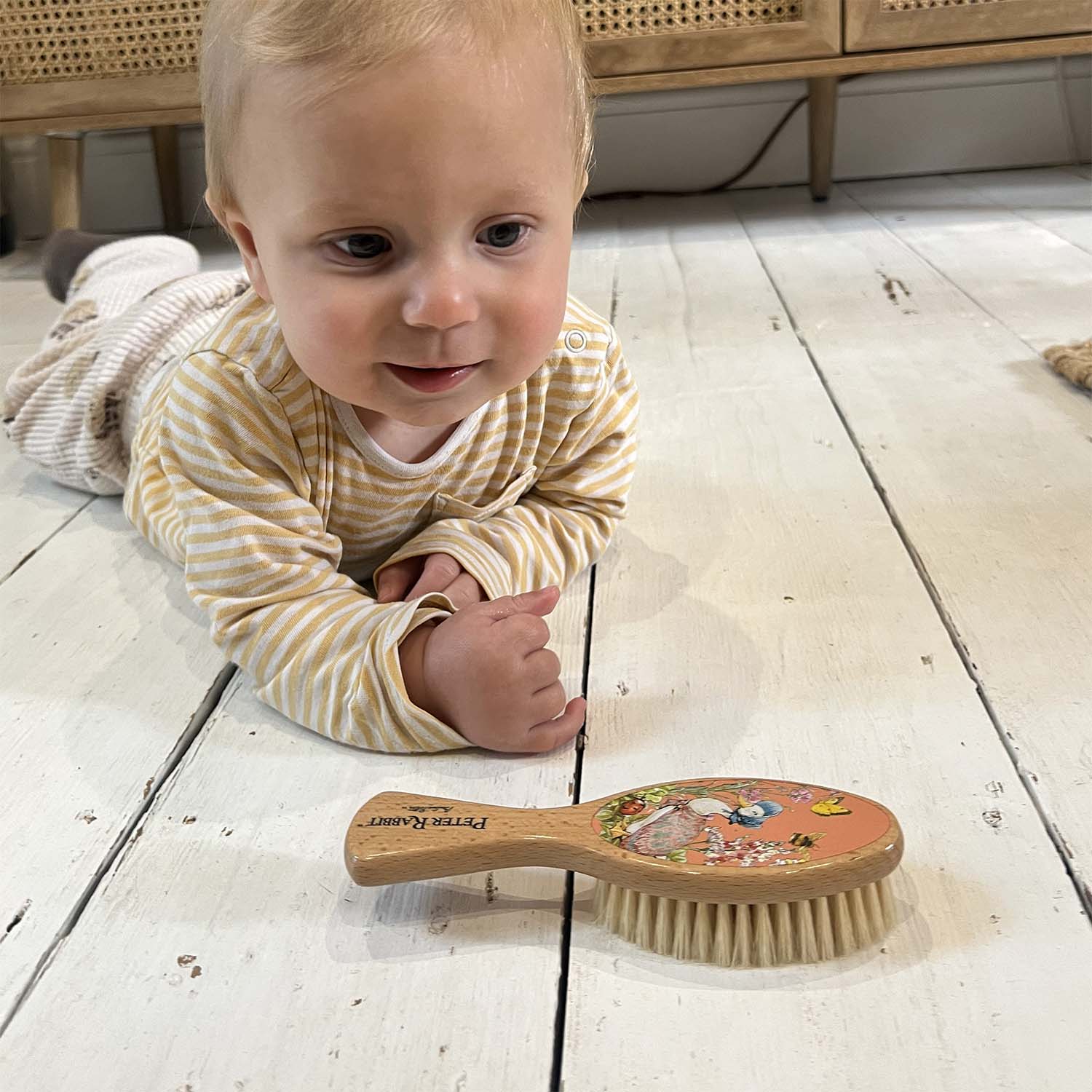 Kent Brushes Peter Rabbit™ Lifestyle - baby with Jemima Puddle-Duck™ hairbrush
