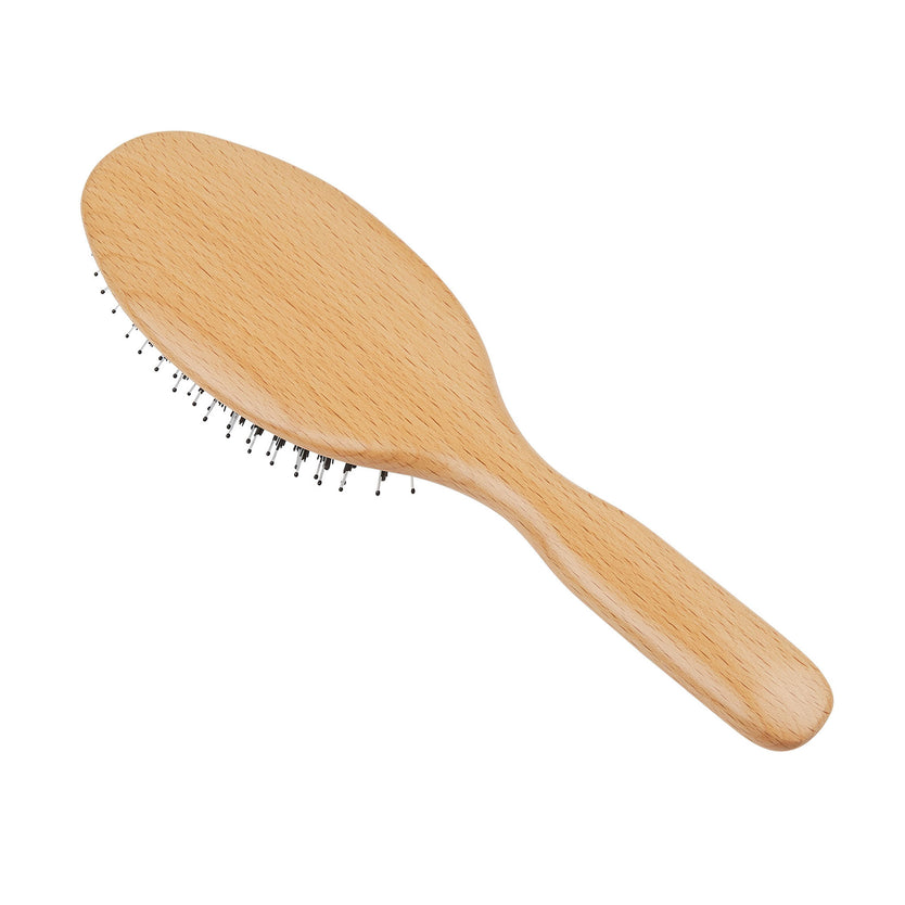 V01 - Large Cushion Vegan Bristle Nylon Mix Hairbrush Back Slant View - LR