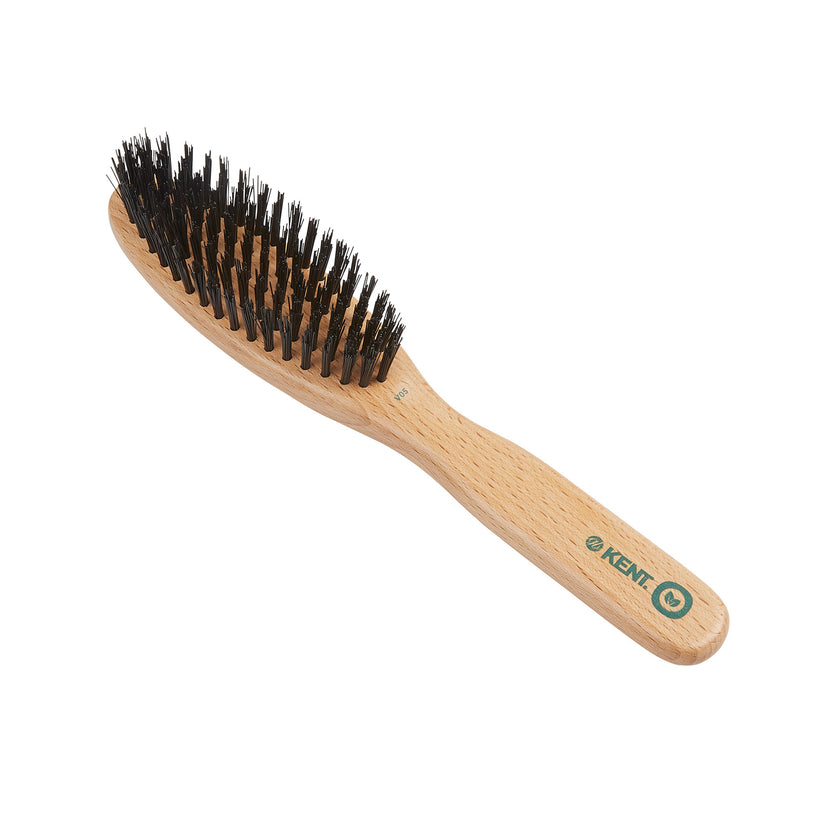 V05 - Narrow Oval Vegan Bristle Hairbrush Front Slant View - LR