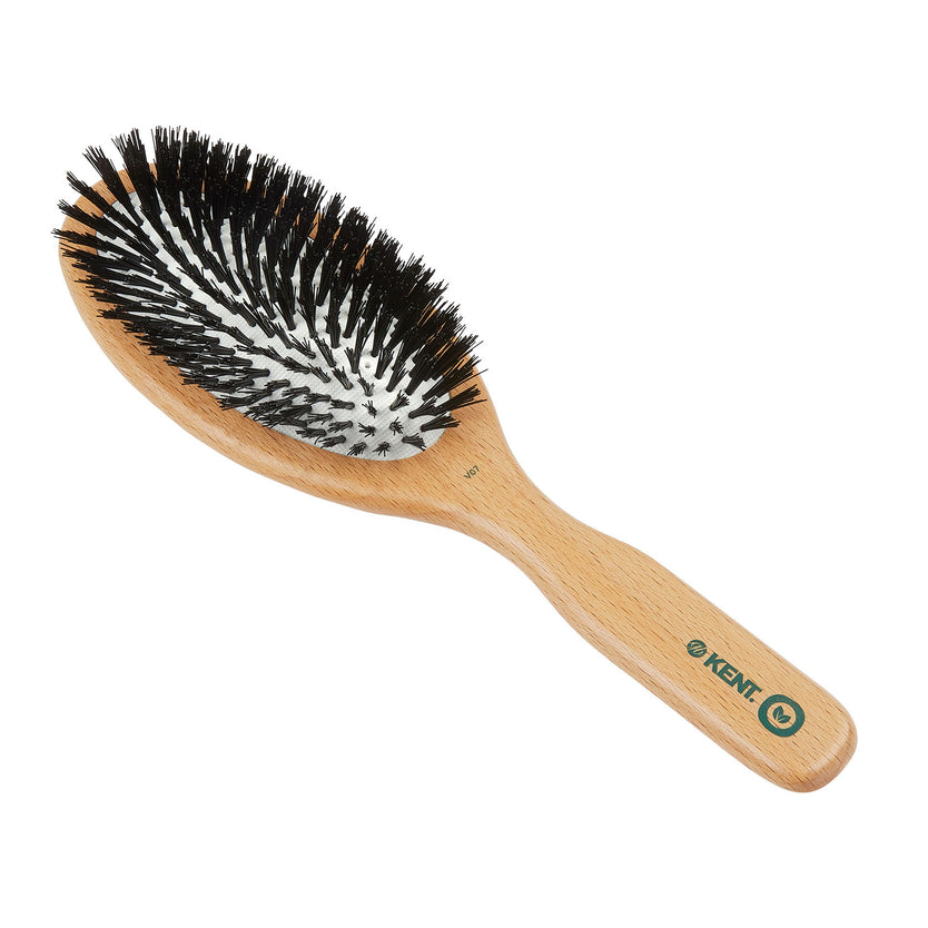 V07 - Large Cushion Vegan Bristle Hairbrush Front Slant View - LR