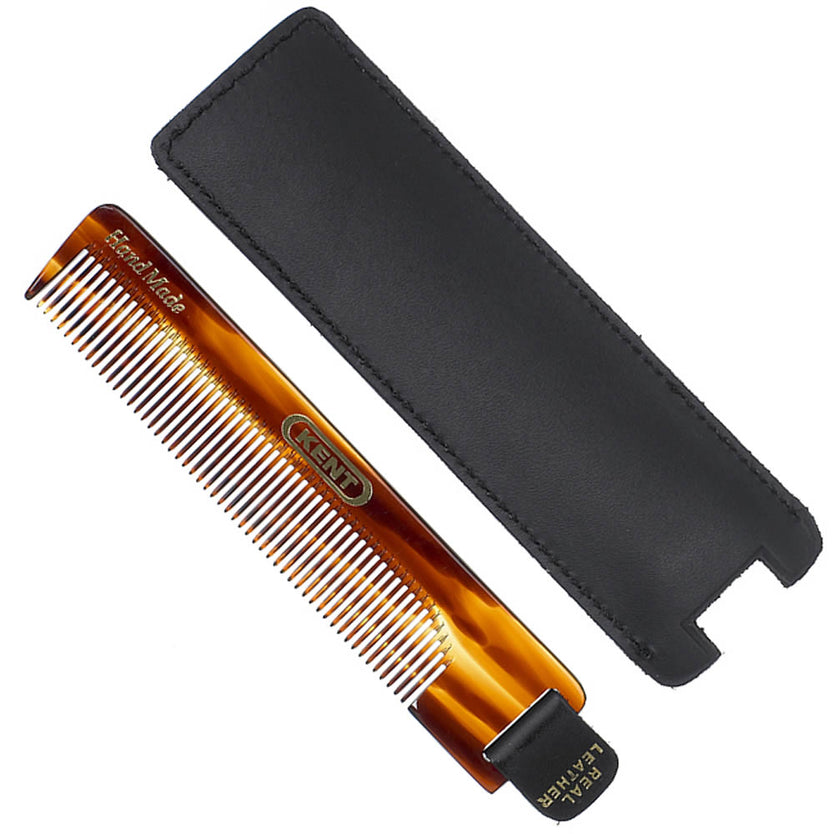 Handmade 112mm Comb with Leather Tab and Case Fine Hair - NU 22 CASE