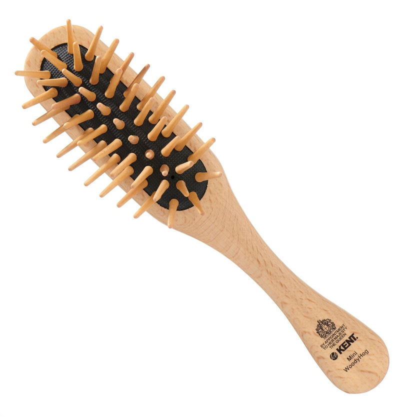 Mini WoodyHog Small Beechwood Wooden Quill Hairbrush - KB MINI W/HOG